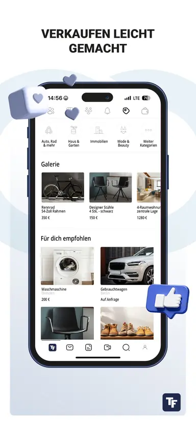 Example app screen on mobile device - TRADEFOOX